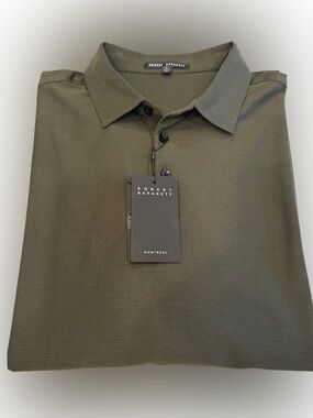 Robert Barakett Montreal Men’s Polo Shirt Cotton Long Sleeve Sz L  NWT